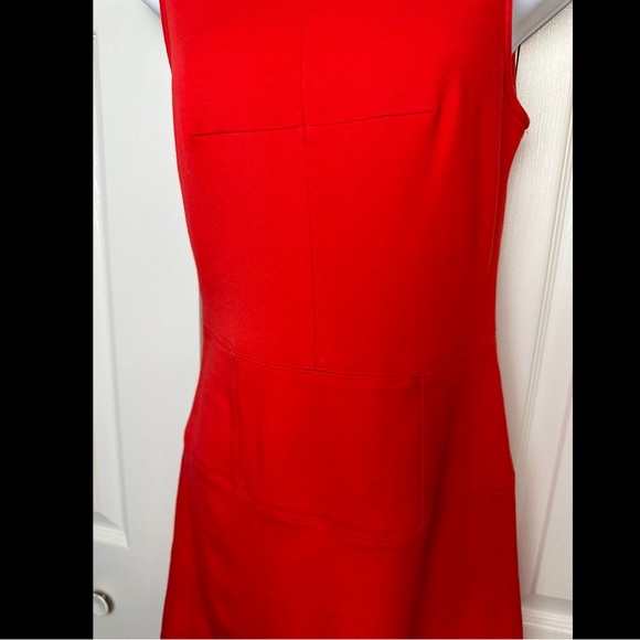 TIBI Mod Ponte Knit Party Dress Mini Orange Red Coral Sleeveless Cocktail - Picture 5 of 11